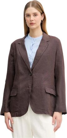 Benetton Blazer van puur linnen - Dames - Blazers - Bruin - M - Linnen - Jassen