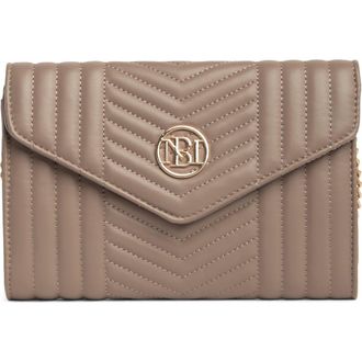 Badgley Mischka Chevron Quilted Crossbody Bag in Taupe at Nordstrom Rack