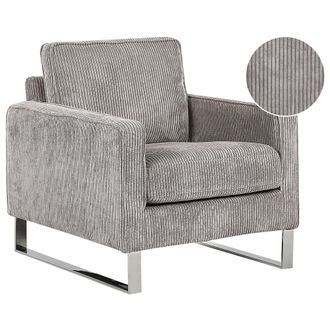 Beliani Beliani - Sill&oacute;n De Tela De Pena Gris Patas Plateadas Estilo Retro Vind