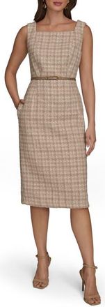 DKNY Sleeveless Tweed Midi Dress in Taupe Mult at Nordstrom, Size 12