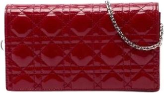 Dior Pre-owned Quilted Patent Crossbody Bag - Dames - Vintage Schoudertas - Rood - ONE Size - Leer - Vintage