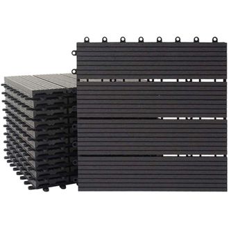 Hhg non utilizzato] Piastrelle pavimentazione da esterno Rhone T831 wpc 30x30cm 11 pezzi 1mq antracite lineare