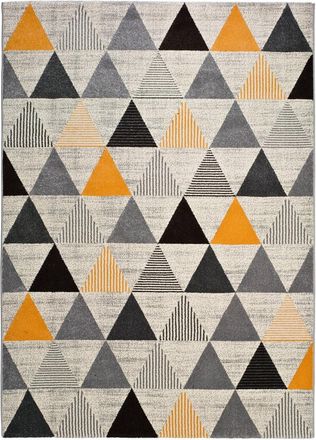 Atticgo Alfombra geométrica gris/negro/mostaza 160x230 cm