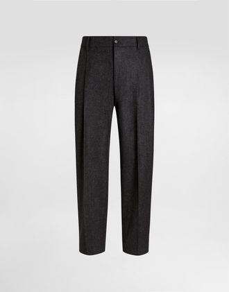 Dolce & Gabbana Wool Flannel Trousers - Man Pants And Shorts Grey 52
