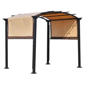 OUTSUNNY P&eacute;rgola con techo retr&aacute;ctil 295x245x250 cm beige