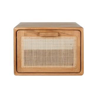 Miliboo Mueble De Ba&ntilde;o Suspendido De Madera Maciza De Teca Y Rejilla De Rat&aacute;n L50 Cm Balia