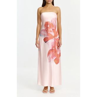 Significant Other Esme Strapless Maxi Dress in Pink Tangerine at Nordstrom, Size 10 Us