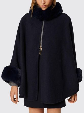 Twinset Cappotto monopetto al ginocchio con collo e polsini in pelliccia sintetica