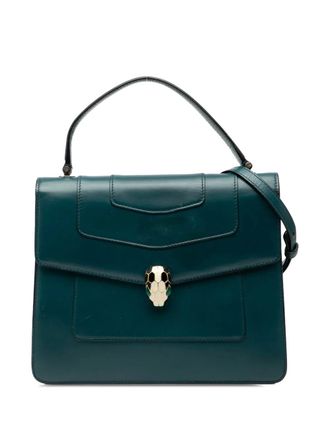 Bulgari 2010-2025 kleine Serpenti Forever kalfsleren tas met handvat - Groen