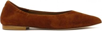 Anna F. Su&egrave;de Ballerina Schoenen Gebrand Cognac - Dames - Ballerinas - Bruin - 37 EU - Su&egrave;de - Schoenen