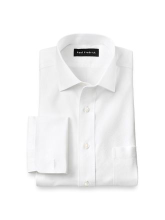 Paul Fredrick Slim Fit Non-iron Cotton Twill Spread Collar French Cuff Dress Shirt