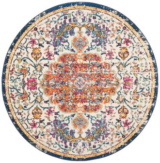 Safavieh Alfombra de transici&oacute;n color marfil/naranja de 152 x 152 cm