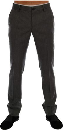 Dolce & Gabbana Grijze Gestreepte Wol Formele Broek - Heren - Nette broeken - Grijs - 2XL - Wol - Broeken