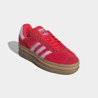 adidas Sneaker ADIDAS ORIGINALS GAZELLE BOLD, Damen, Gr. 38,5, better scarlet, bliss lila, gold metallic, Leder, Textil, Schuhe Sneaker