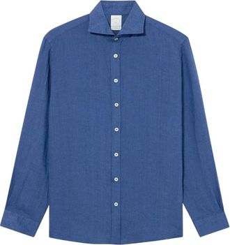 Brooks Brothers Slim Fit Linnen Spread Kraag Overhemd - Heren - Casual Overhemden - Blauw - L - Linnen - Overhemden