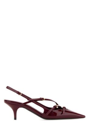 Miu Miu Maroon Slingback Leather Pumps