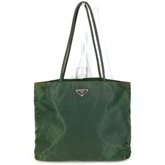 Prada Khaki Nylon Shoulder Bag Tote Bag (Pre-Owned)
