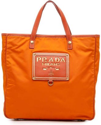 Prada Pre-owned Prada Saffiano Trimmed Tessuto Logo Oro Satchel GN9YOQJT0ISQ64OY