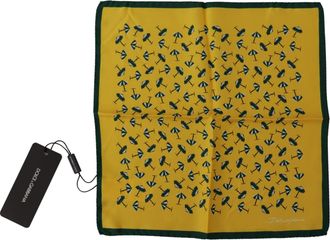 Dolce & Gabbana Yellow Printed DG Logo Square Mens Handkerchief Mens Scarf