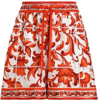 Dolce & Gabbana Shorts met majolicaprint van keperstof - Dames - Bermuda - Veelkleurig - S - Korte Broeken