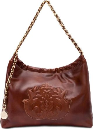 Isla Dayse embossed chain shoulder bag - Brown