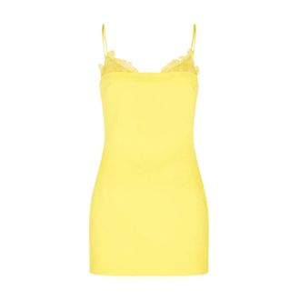 DAVID KOMA Short Dresses, female, Yellow, Size: XS Lace Trim Detail Mini Dress