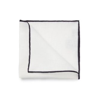 BOSS ONE Linen pocket square with contrast border