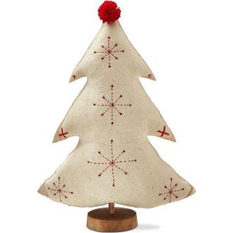 Tag Embroidered Wool Tree Holiday Sculpture White Felt Decor at Nordstrom