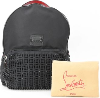 Christian Louboutin Black Red Color Nylon Backpack (Pre-Owned)