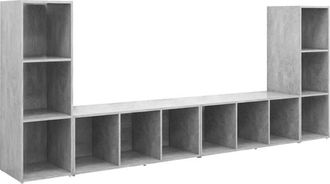 vidaXL Vidaxl - Muebles De Sal&oacute;n 4 Piezas Madera Ingenier&iacute;a Gris Hormig&oacute;n