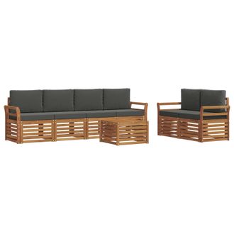 vidaXL Conjunto De Sof&aacute;s De Exterior 7 Pcs Natural Y Antracita Vidaxl
