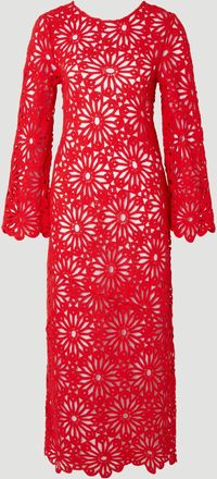 Karen Millen Womens Floral Crochet Woven Backless Maxi Beach Dress - Red Cotton - Size X-Small