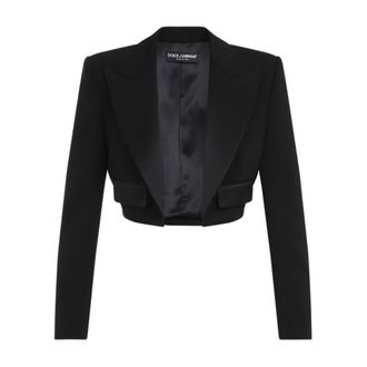 Dolce & Gabbana Jassen, Dames, Zwart, S, Wol, Luxe Zwarte Wol Zijde Jas