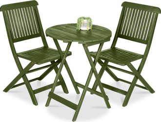 Best Choice Products 3-Piece Acacia Wood Bistro Set, Folding Patio Furniture w/ 2 Chairs, Table