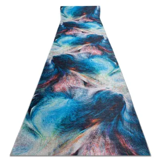 RugsX Passatoia Gommata Lotus Color 36500 Astrazione Blu / Rosso Lavabile 120cm Blue 120x120 Cm