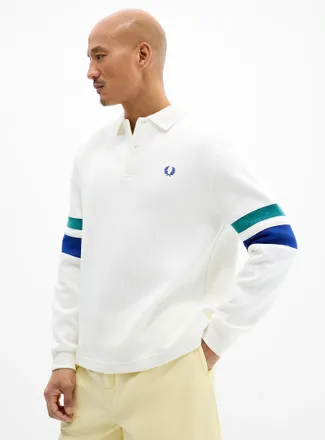 Fred Perry Mens Striped-sleeve ribbed Polo Shirt