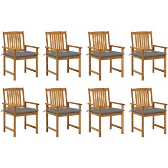 vidaXL Sillas De Jard&iacute;n Con Almohadillas 8 Pc Acacia Massive - 186990