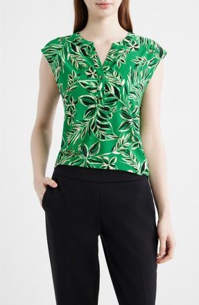 Anne Klein Tropical Print Dolman Sleeve Top in Tropical Green Multi at Nordstrom, Size X-Large P
