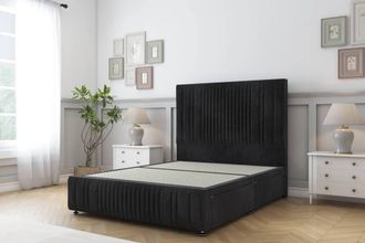 Sloomy Kingsley Naples Divan Base No Drawers-54 Headboard & 12 Footboard in Black | Size: Small Double