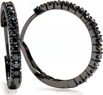 Pompeii3 1/2ct Black Diamond Hoops 10K Black Gold