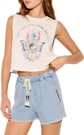 Spiritual Gangster Soul Guide Graphic Crop Tank in Vintage White at Nordstrom, Size X-Large