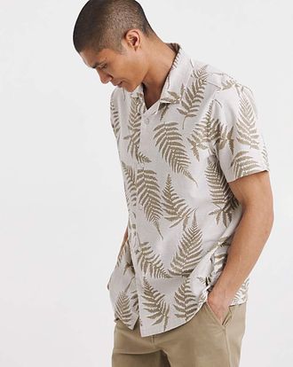 Jacamo Leaf Print Short Sleeve Shirt