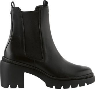 H&ouml;gl Zachte Leren Enkellaarzen - Dames - Laarzen met Hak - Zwart - 39 EU - Leer - Schoenen