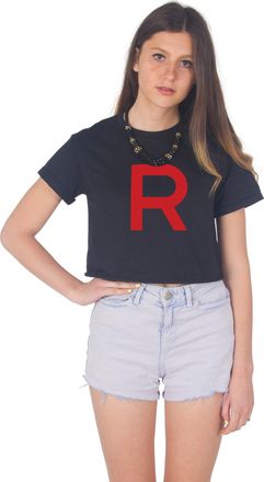 Sanfran Clothing Sanfran - Team Rocket Go Mystic Valour Crop Top Shirt - Extra Large/Black