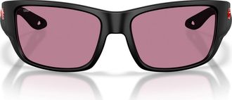 Costa Schoolie 56mm Polarized Rectangular Sunglasses in Matte Black /Rose 580P at Nordstrom