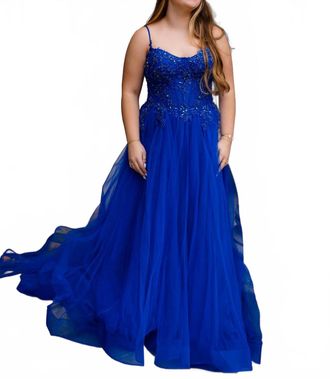La Femme Womens Prom Dress In Royal Blue
