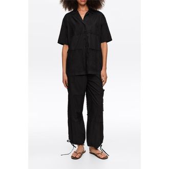Bimba & Lola Scarf-Embroidered Patchwork Trousers in Black at Nordstrom, Size Xx-Small Eu