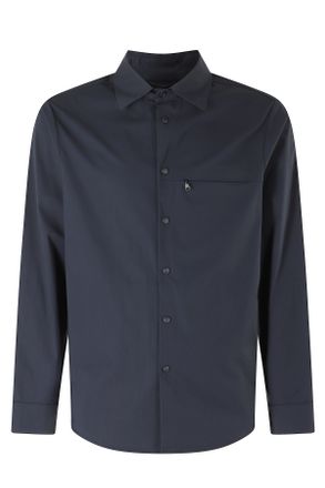 Aspesi Blue Blade Zippered-Chest Cotton-Blend Casual Shirt