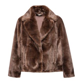 Fracomina Giacca Corta in Eco-Pelliccia - - Jackets - Donna - Marrone - M