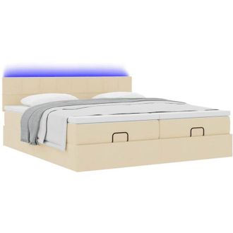 vidaXL Estructura De Cama Otomana Con Colchones Tela Crema 180x200cm Vidaxl